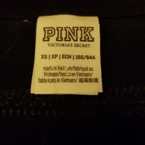 Womens/Juniors VS PINK Black Bling Long Sleeve Shirt Oversized XSmall - Picture 4 of 5